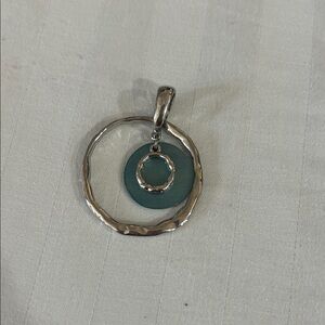Lia Sophia Silver and Teal Circle Pendant Necklace
